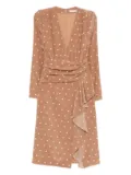 Alessandra Rich polka dot-print midi dress - Brown