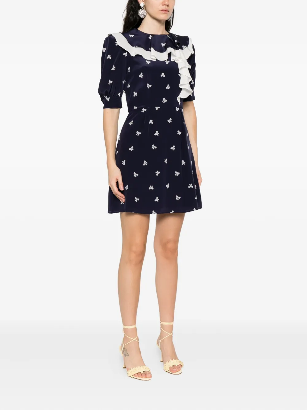 Alessandra Rich bow-print mini dress Blauw