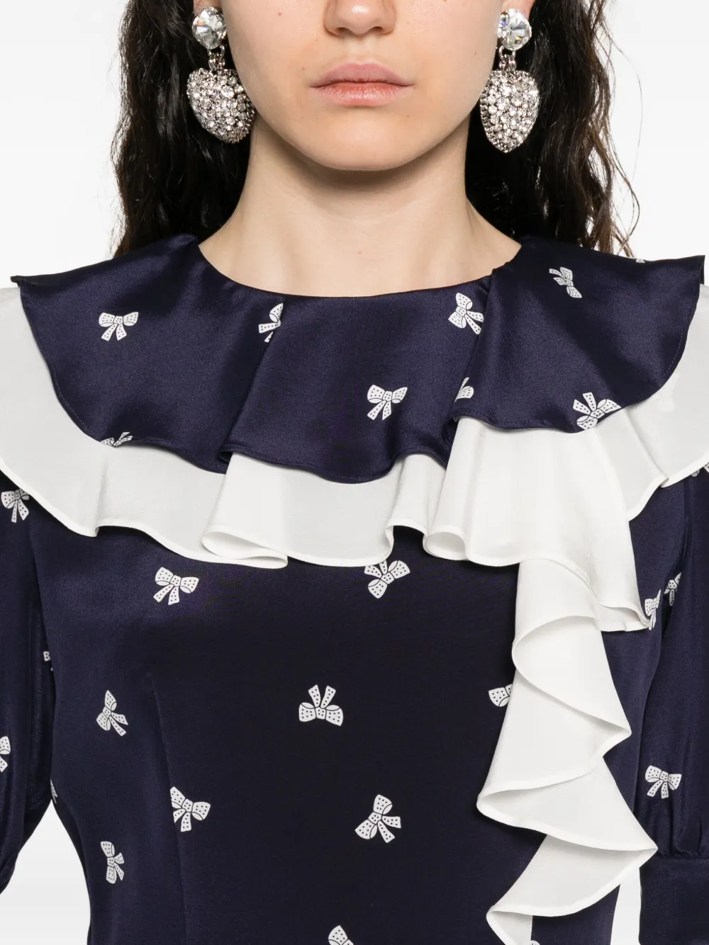 Alessandra Rich bow-print mini dress Blauw
