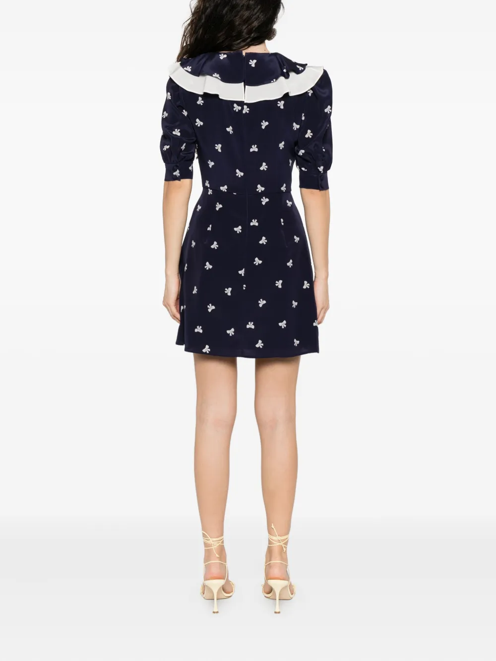 Alessandra Rich bow-print mini dress Blauw