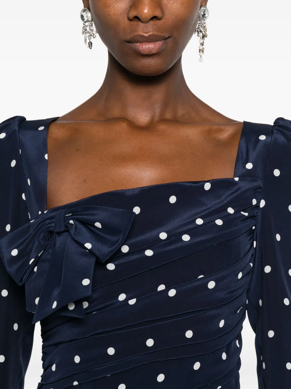 Alessandra Rich Mini-jurk met stippen en strik Blauw