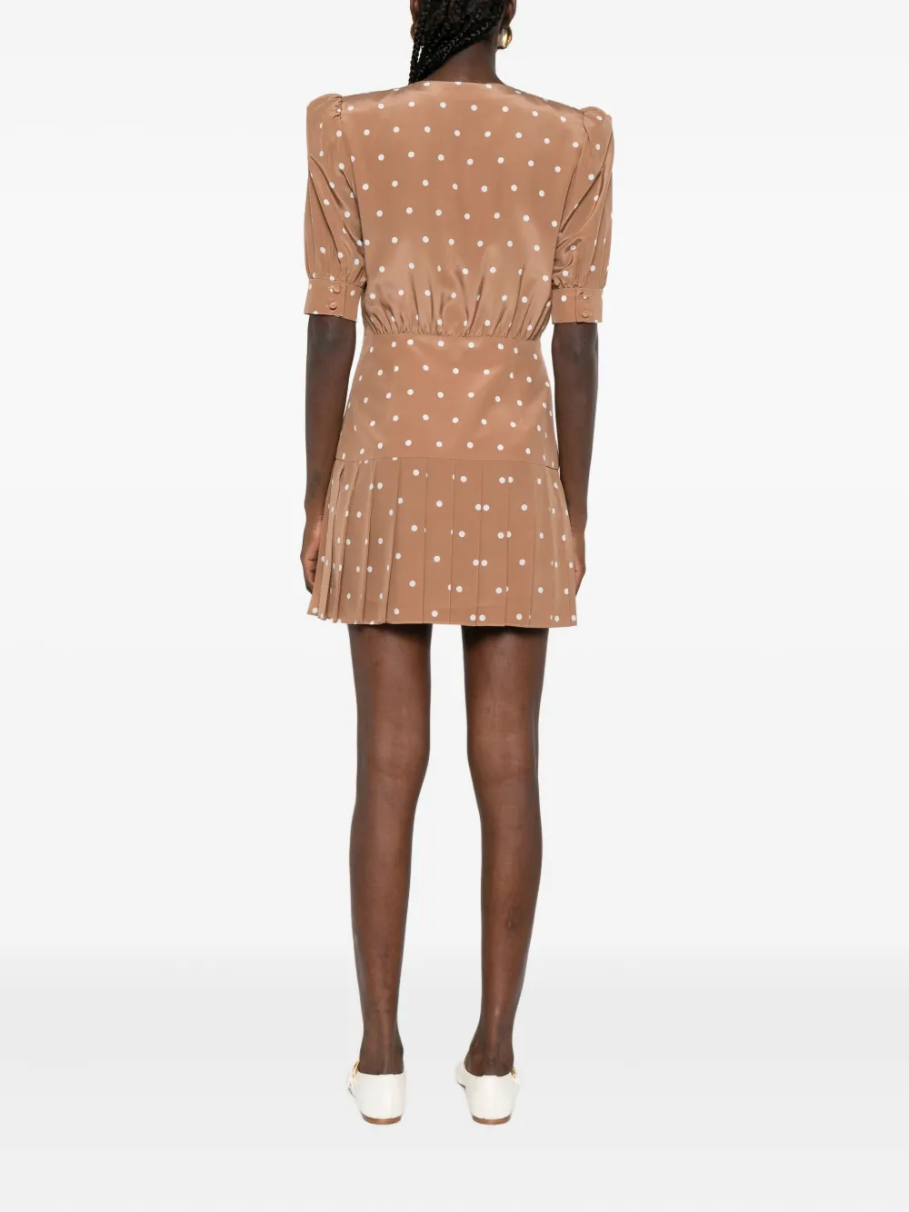Alessandra Rich polka-dot pleated mini dress - Bruin
