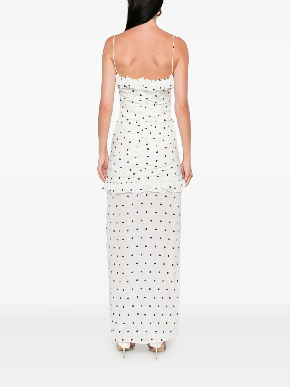 Alessandra Rich polka dot-print ruched dress Wit