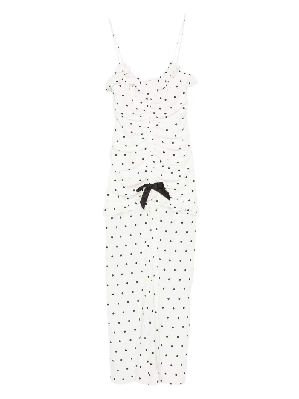 Alessandra Rich polka dot-print ruched dress Wit