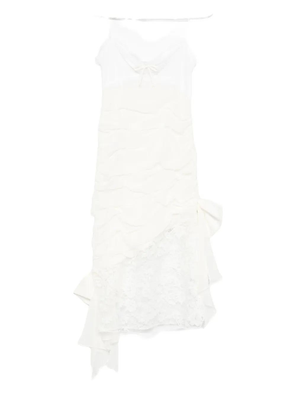 Alessandra Rich draped lace mini dress Wit