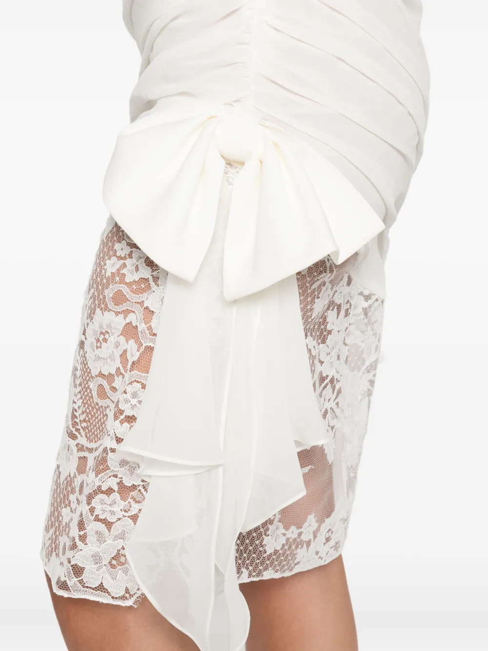 Alessandra Rich draped lace mini dress Wit