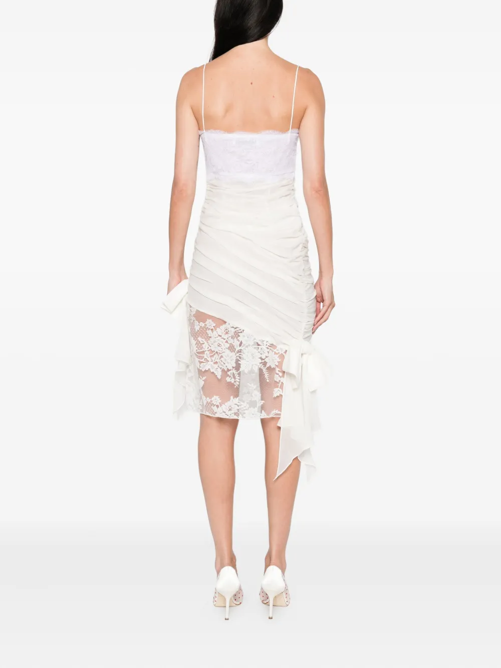 Alessandra Rich draped lace mini dress Wit