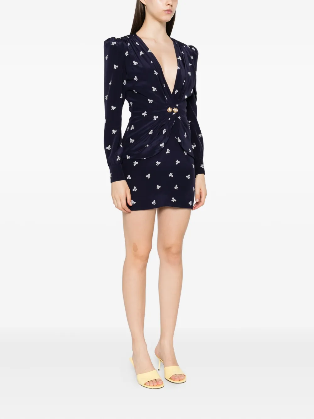 Alessandra Rich Mini-jurk met strikprint Blauw