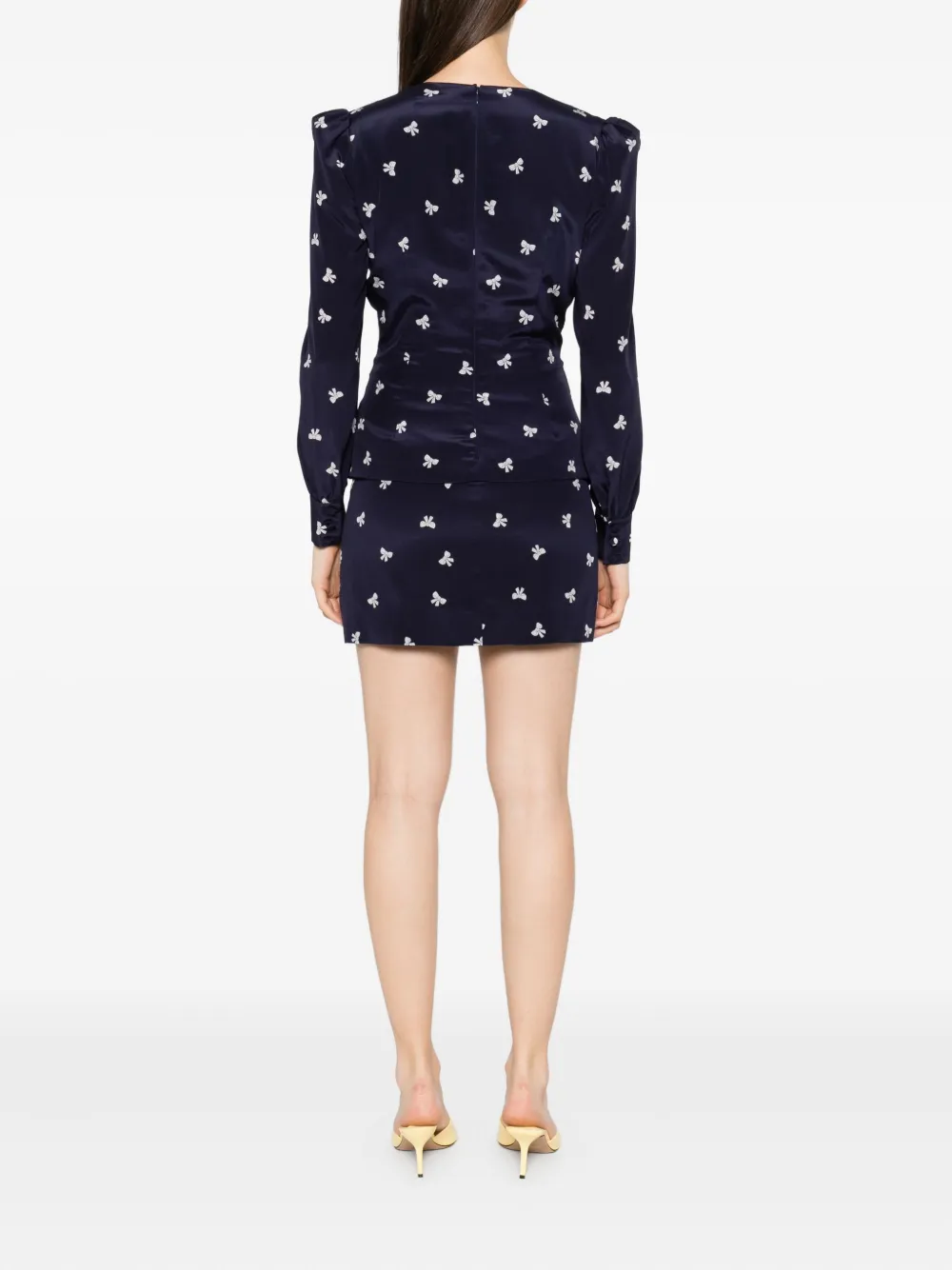 Alessandra Rich Mini-jurk met strikprint Blauw
