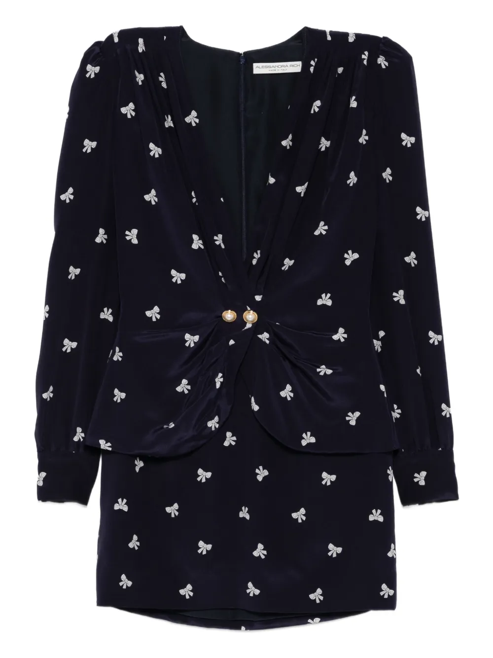 Alessandra Rich Mini-jurk met strikprint Blauw