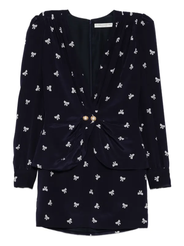 Alessandra Rich Bow-print Mini Dress in Blue