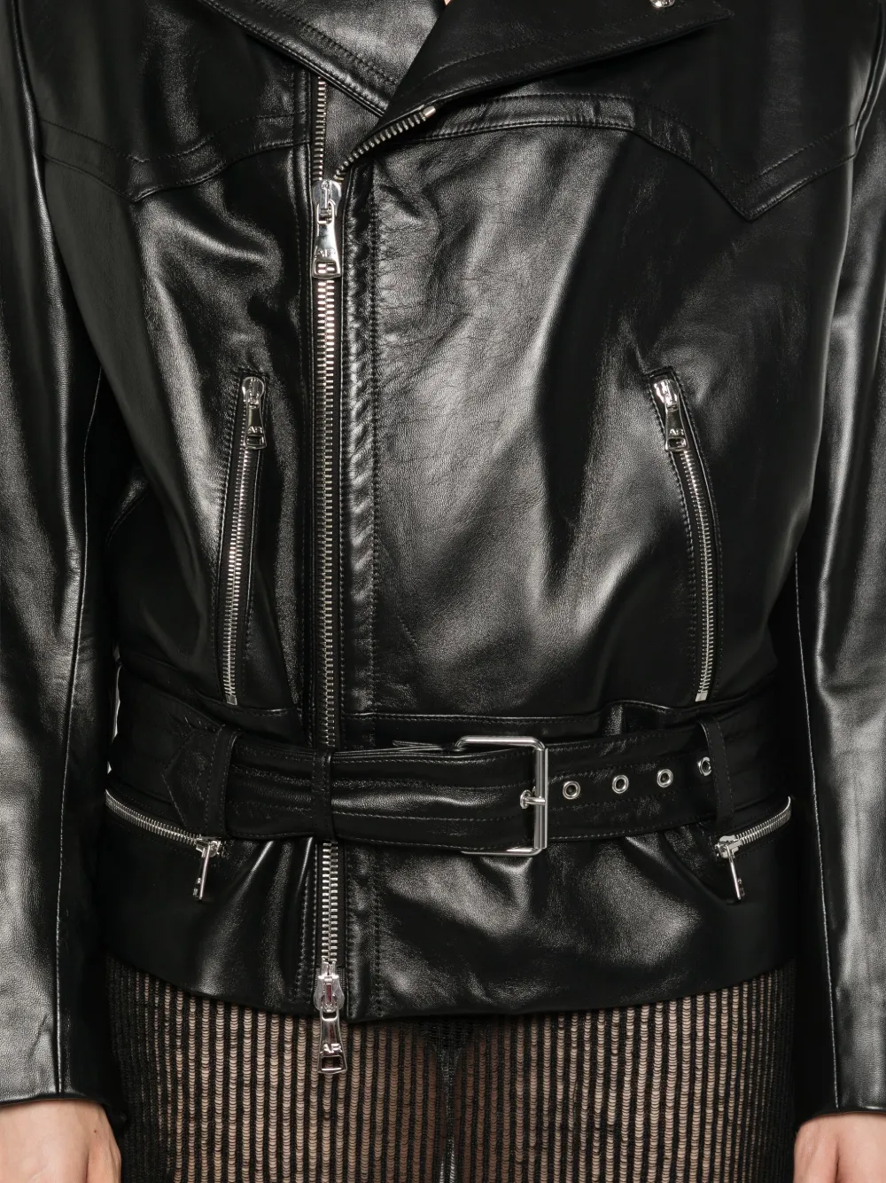 Alessandra Rich Leren bikerjack Zwart