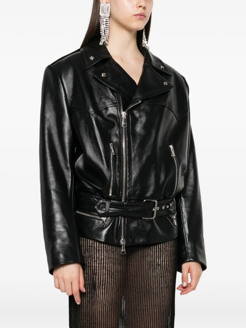 Alessandra Rich Leren bikerjack Zwart