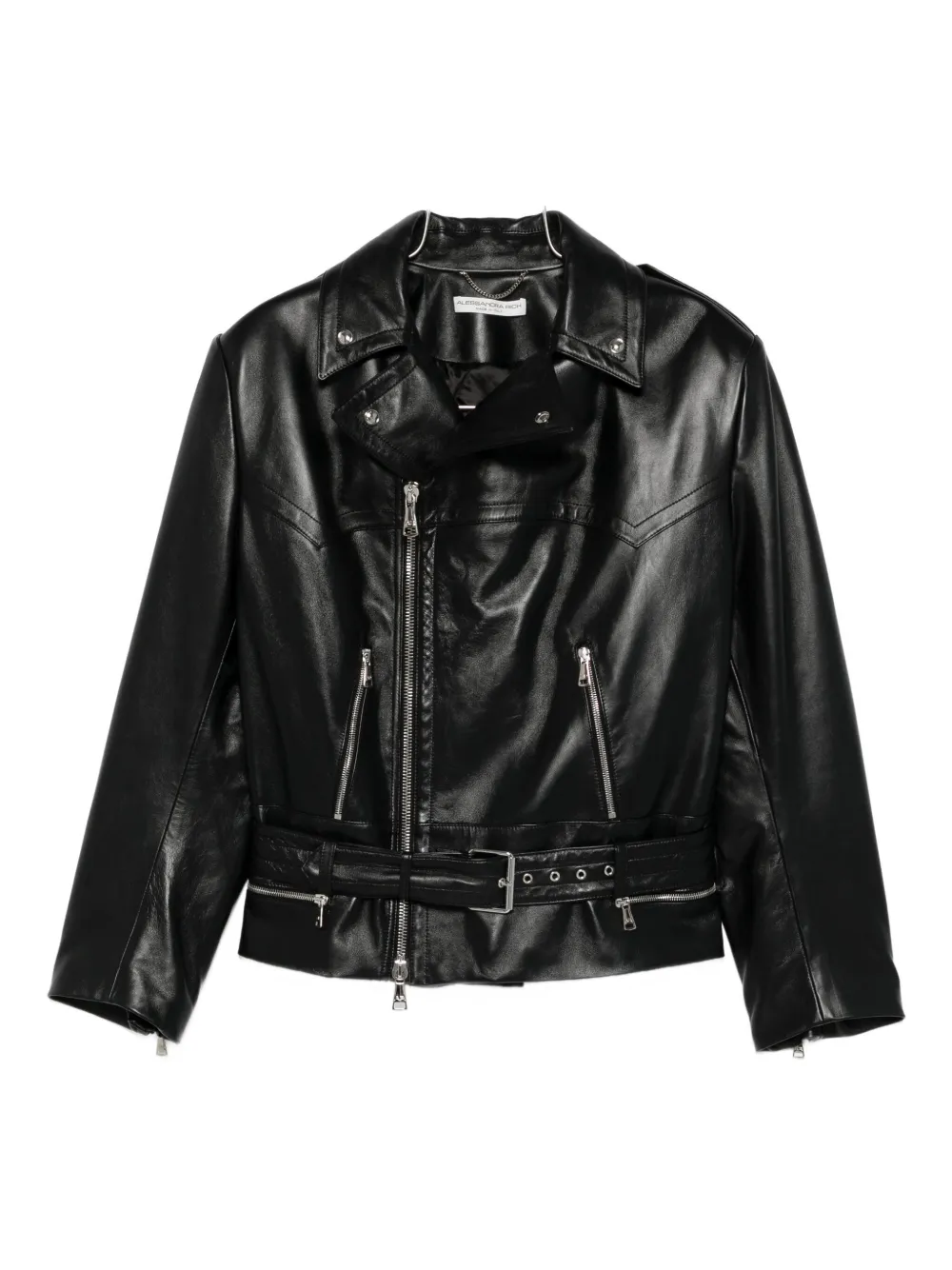 Alessandra Rich Leren bikerjack Zwart