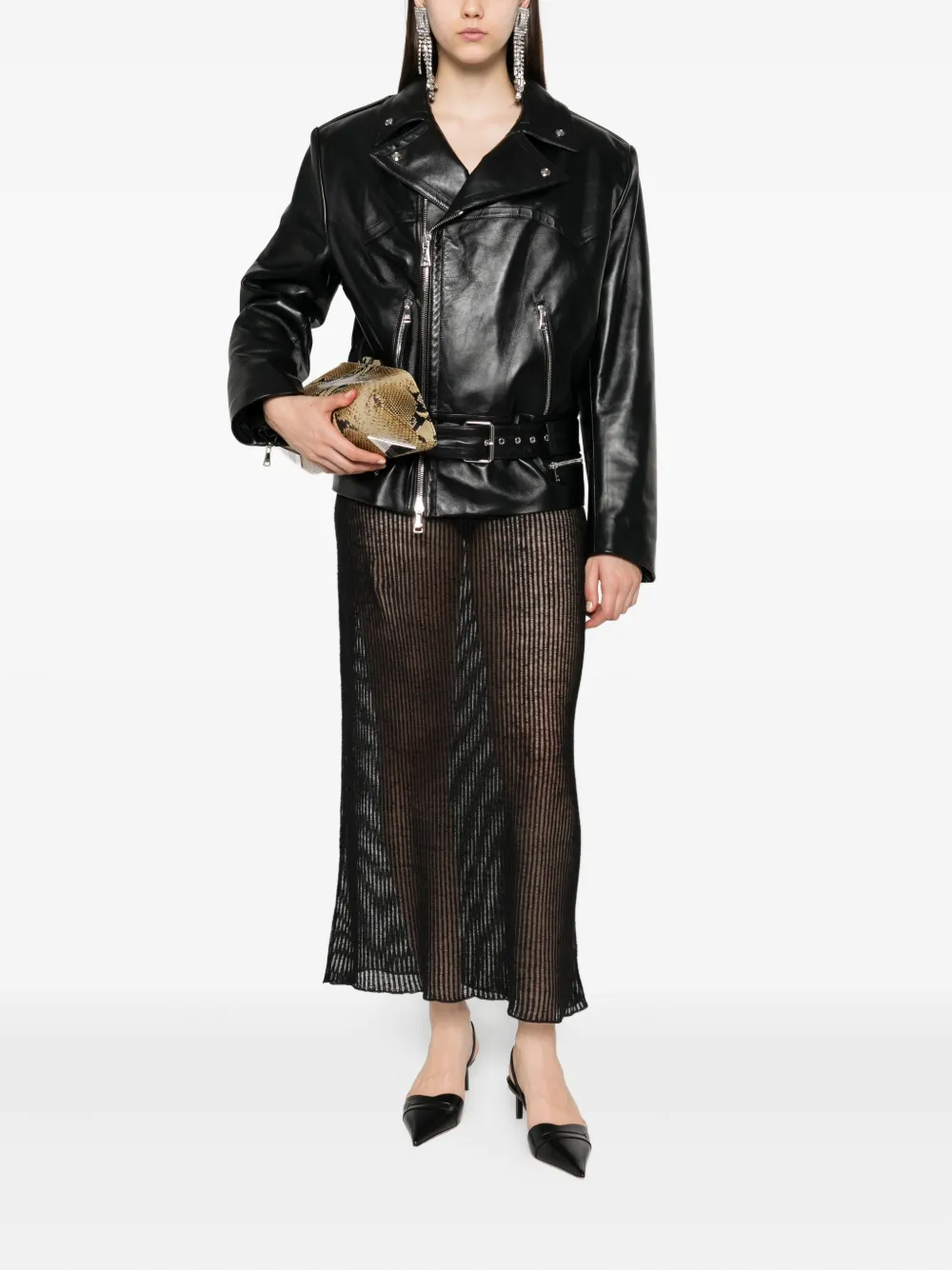 Alessandra Rich Leren bikerjack Zwart
