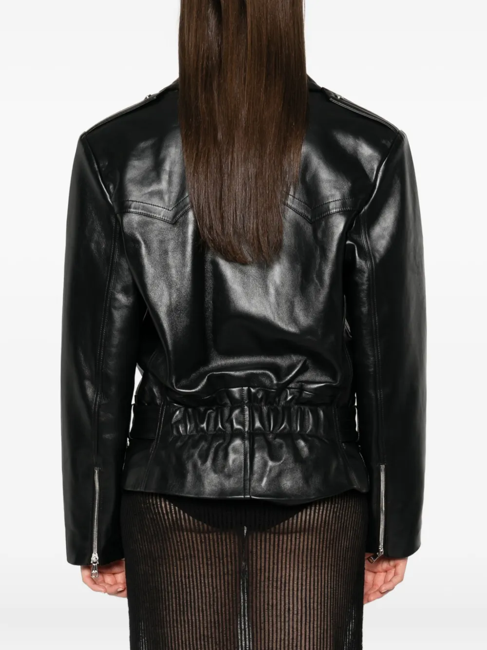 Alessandra Rich Leren bikerjack Zwart
