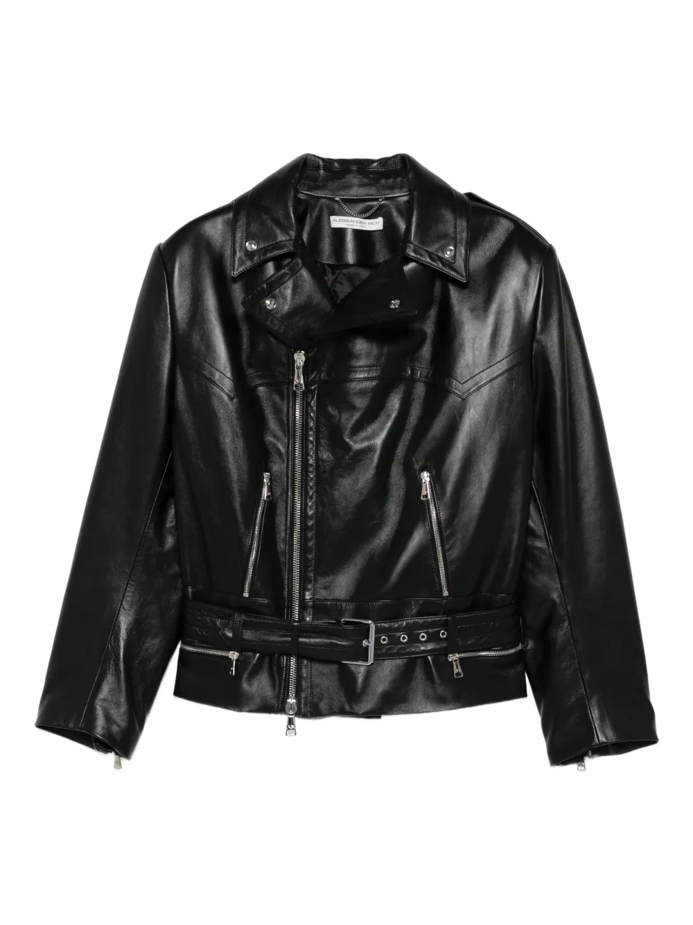 Alessandra Rich Leren bikerjack Zwart