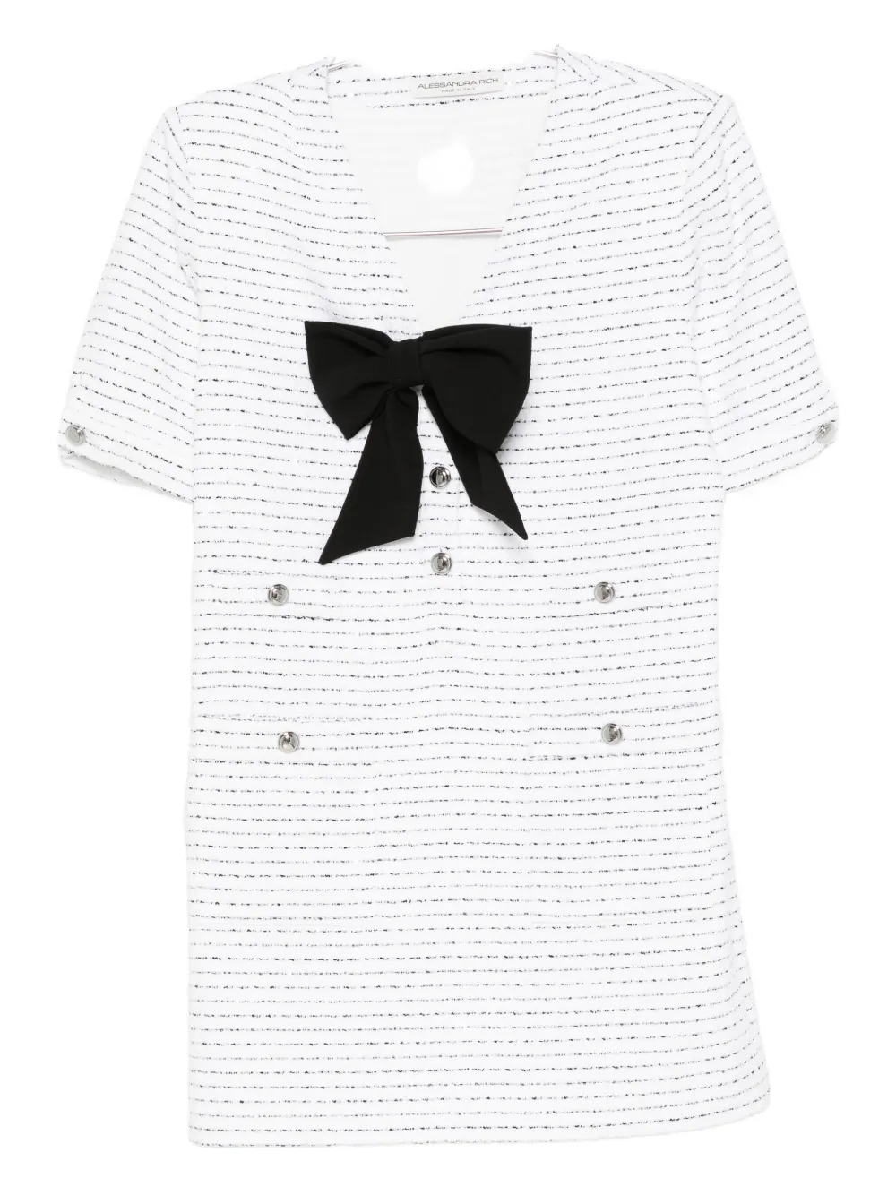 Alessandra Rich bow-detail tweed dress Wit