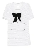 Alessandra Rich bow-detail tweed dress - White