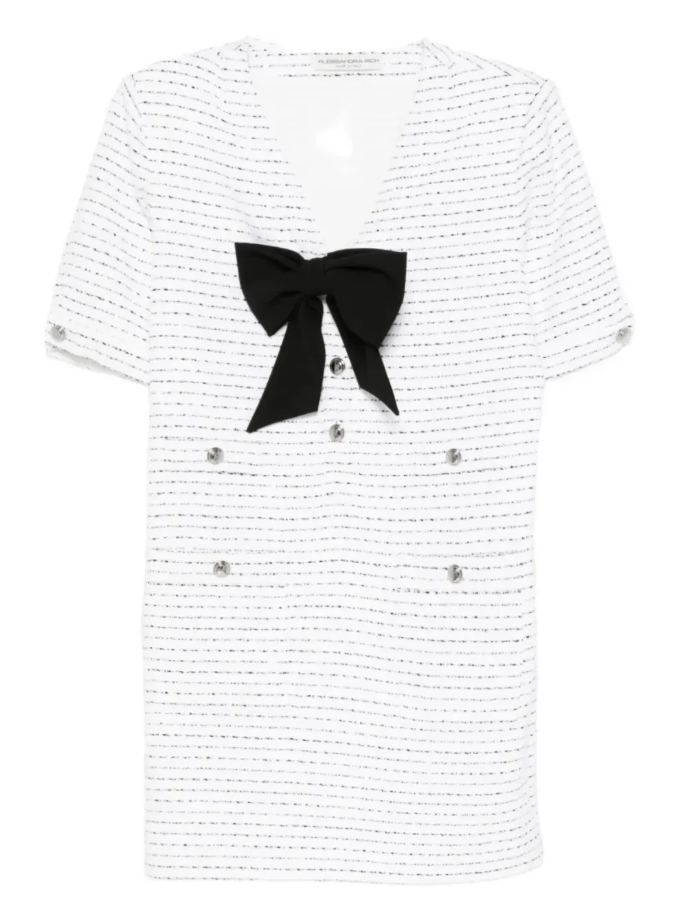 Alessandra Rich bow-detail tweed dress - Bianco