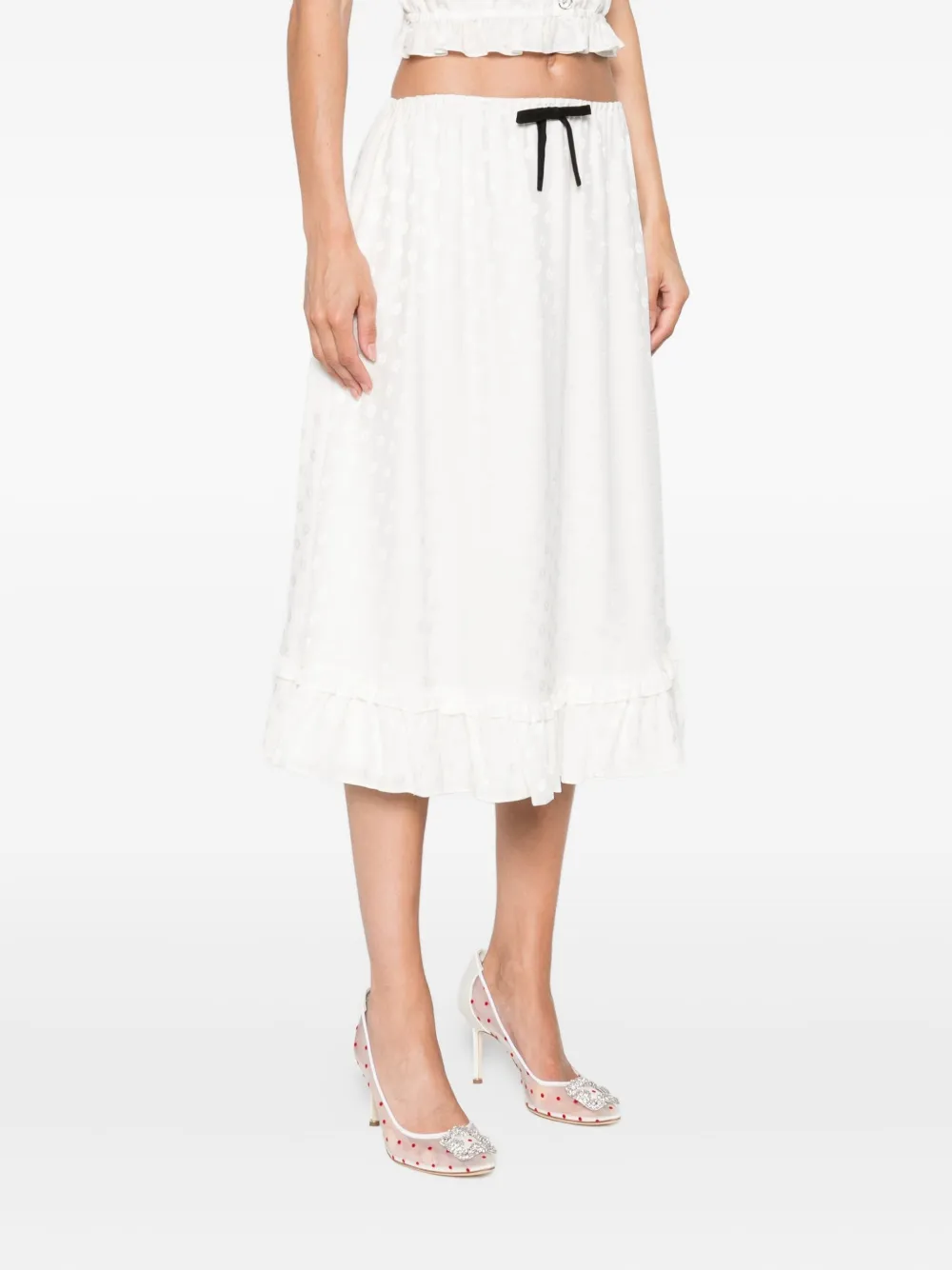 Alessandra Rich floral-jacquard midi skirt Wit