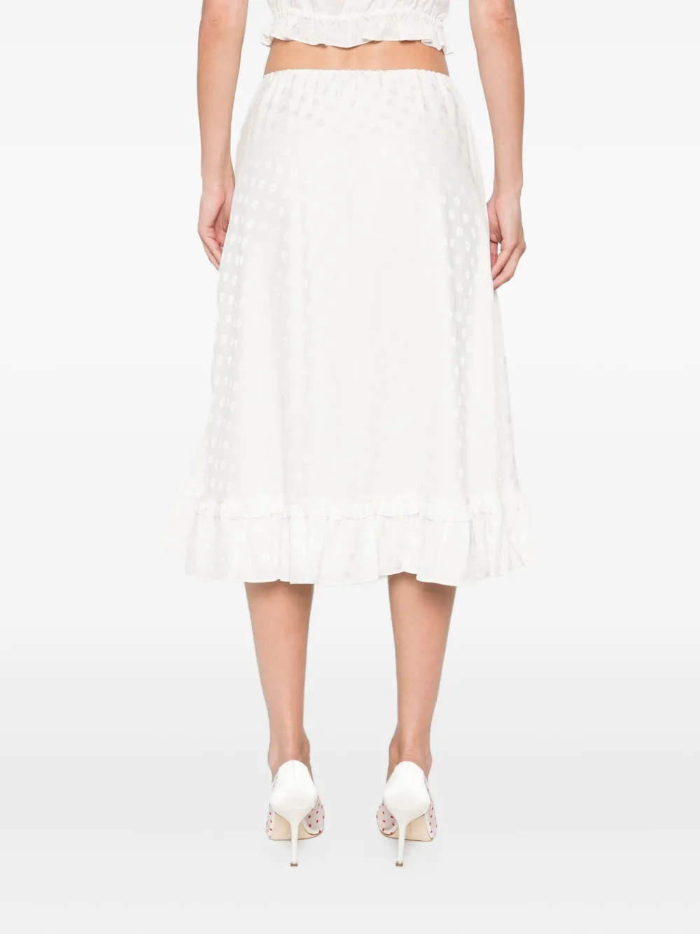 Alessandra Rich floral-jacquard midi skirt Wit