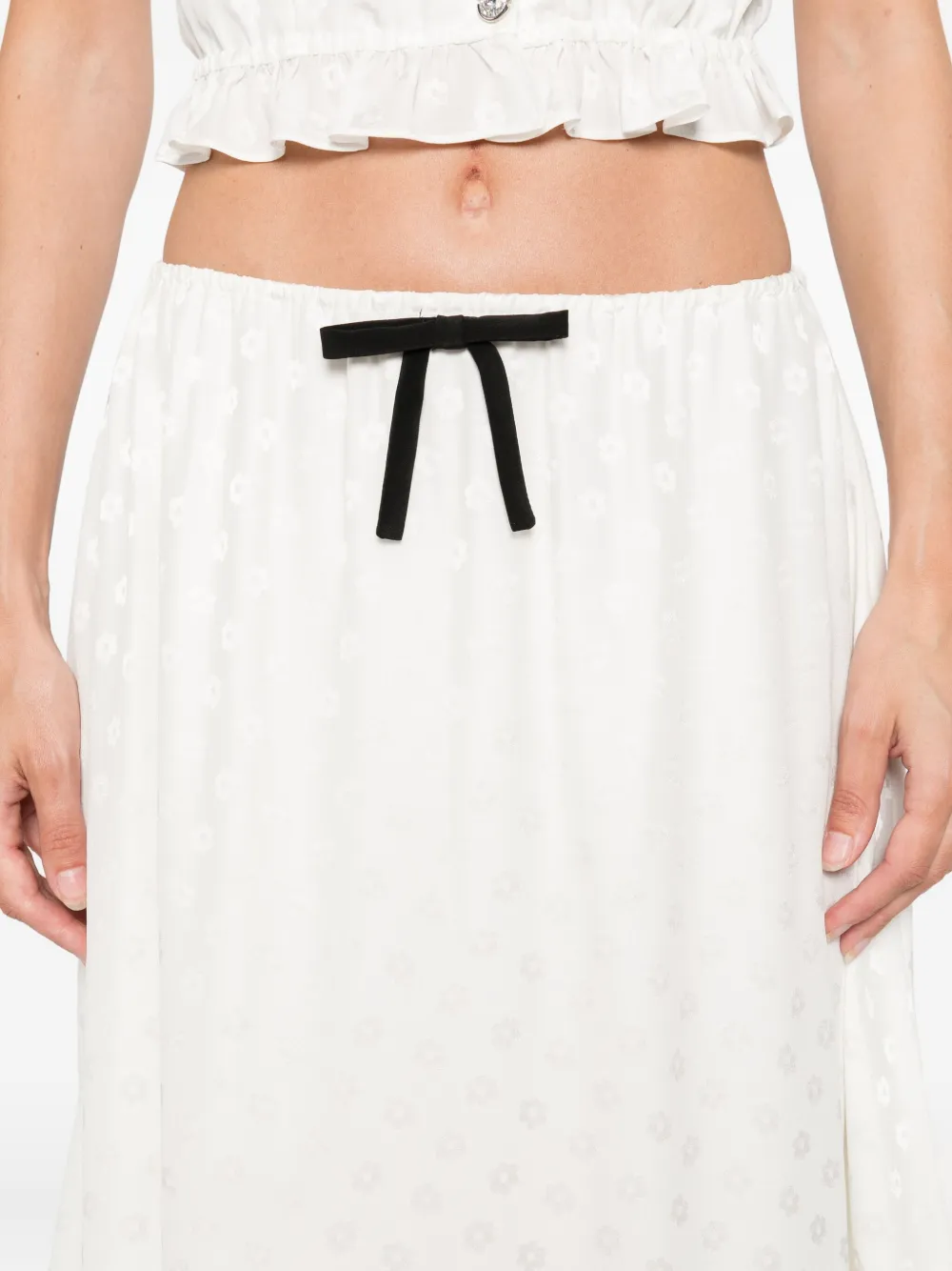 Alessandra Rich floral-jacquard midi skirt Wit