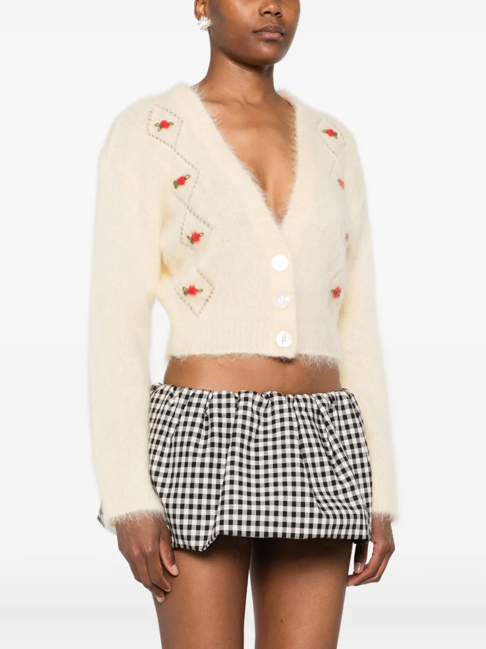 Alessandra Rich Cropped vest met V-hals Geel