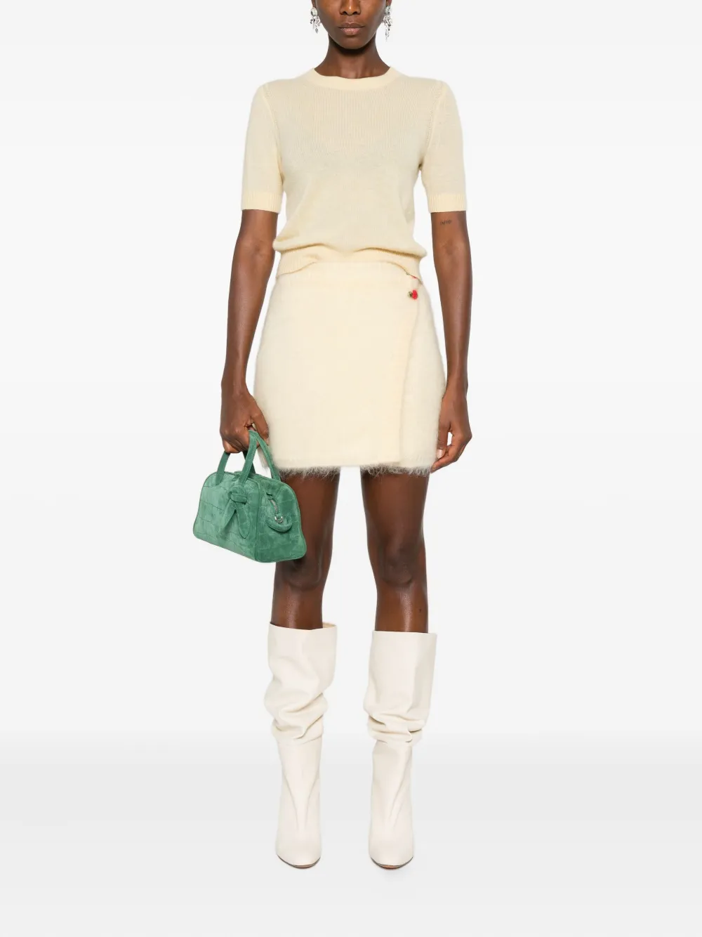 Alessandra Rich embellished wrap mini skirt - Geel