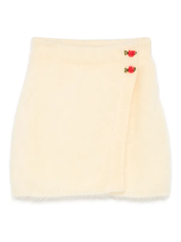 Alessandra Rich Embellished Wrap Mini Skirt in Yellow