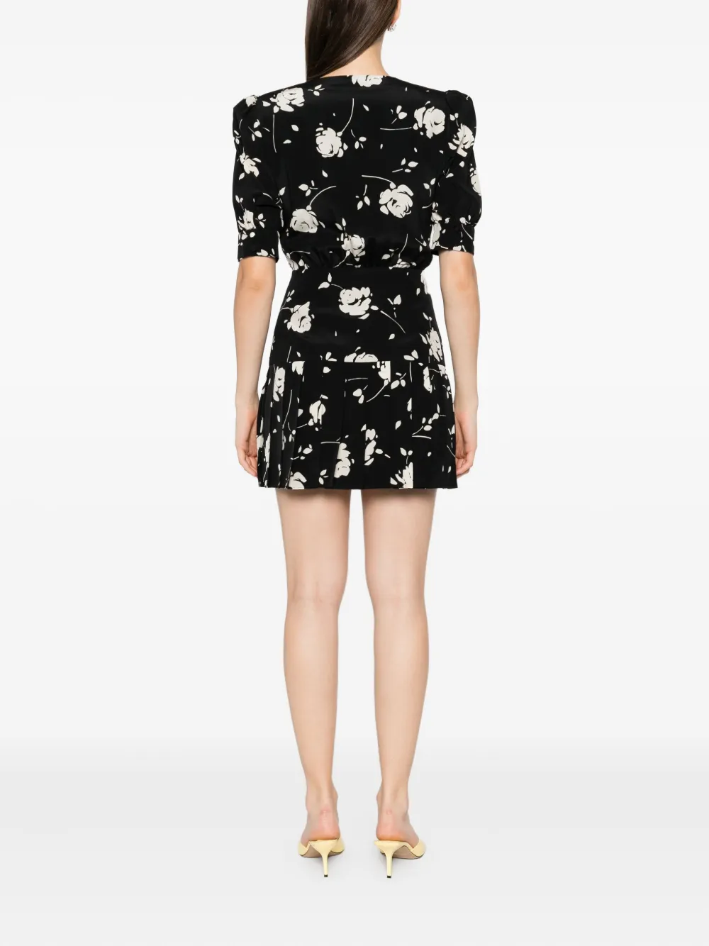 Alessandra Rich Jurk met rozenprint Zwart