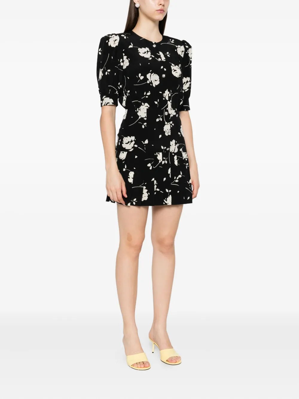 Alessandra Rich Jurk met rozenprint Zwart