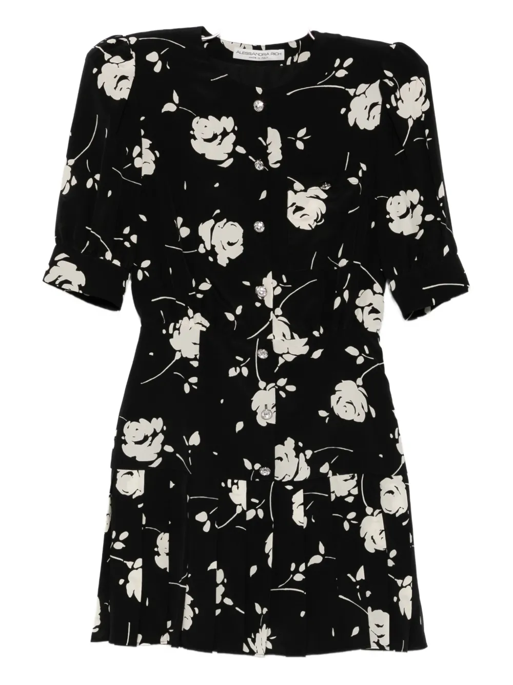 Alessandra Rich rose-print mini dress | Black | Image 1