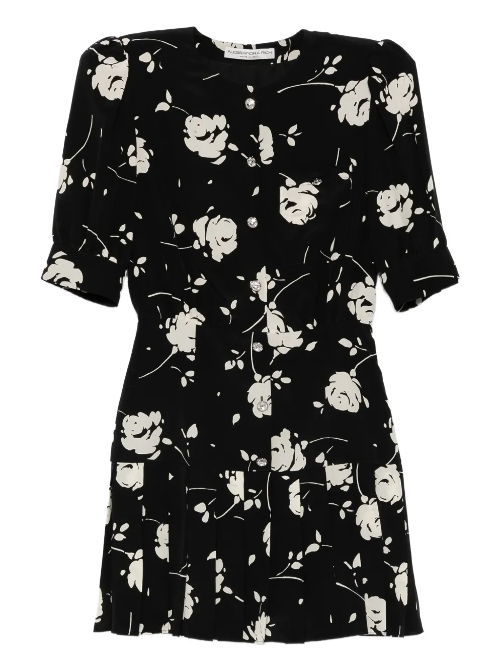 Alessandra Rich Jurk met rozenprint Zwart