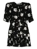 Alessandra Rich rose-print mini dress - Black