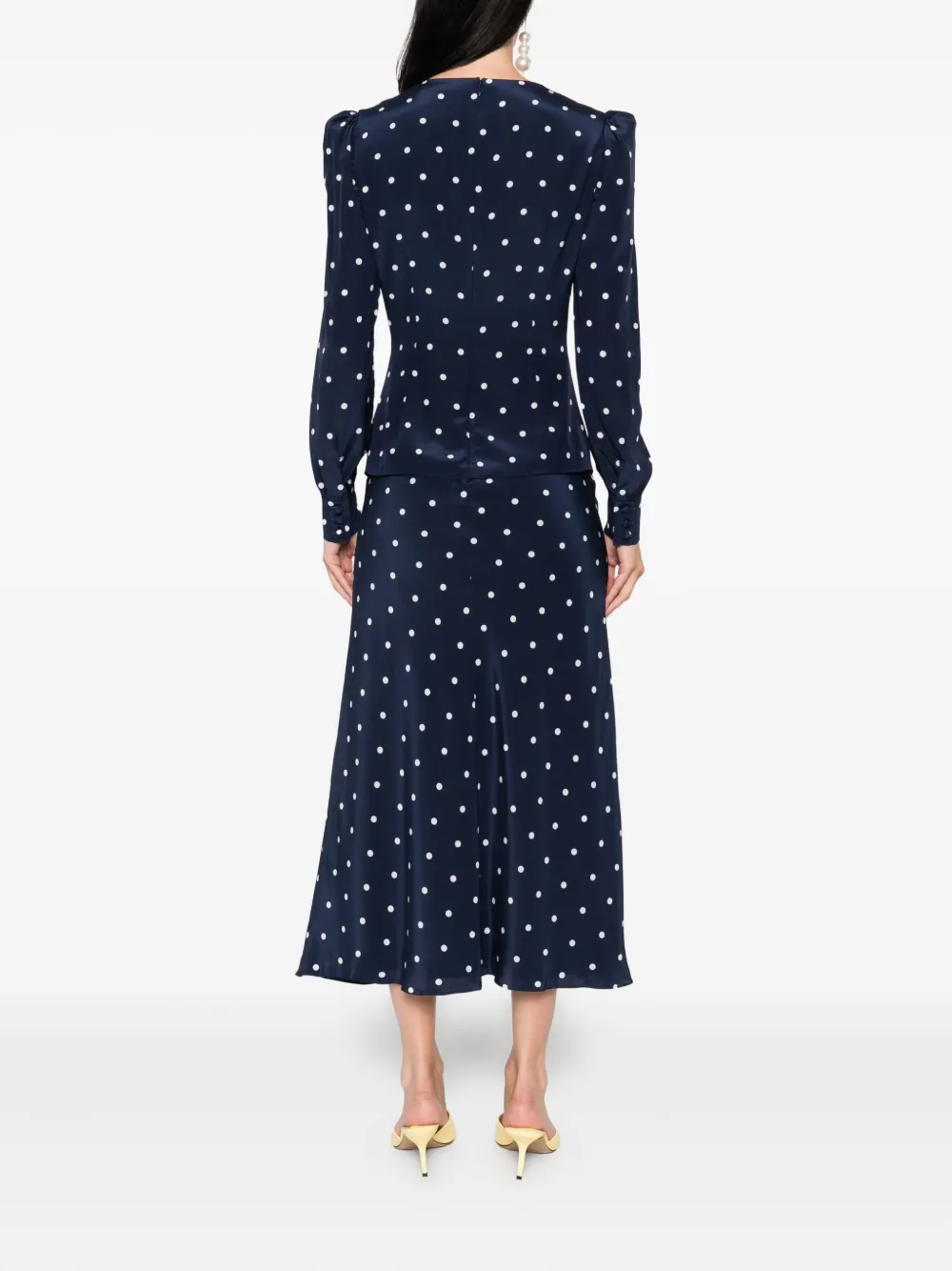 Alessandra Rich polka dot-print midi dress Blauw
