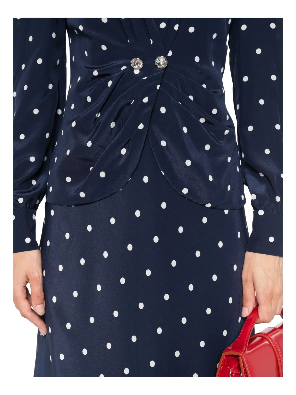 Alessandra Rich polka dot-print midi dress Blauw