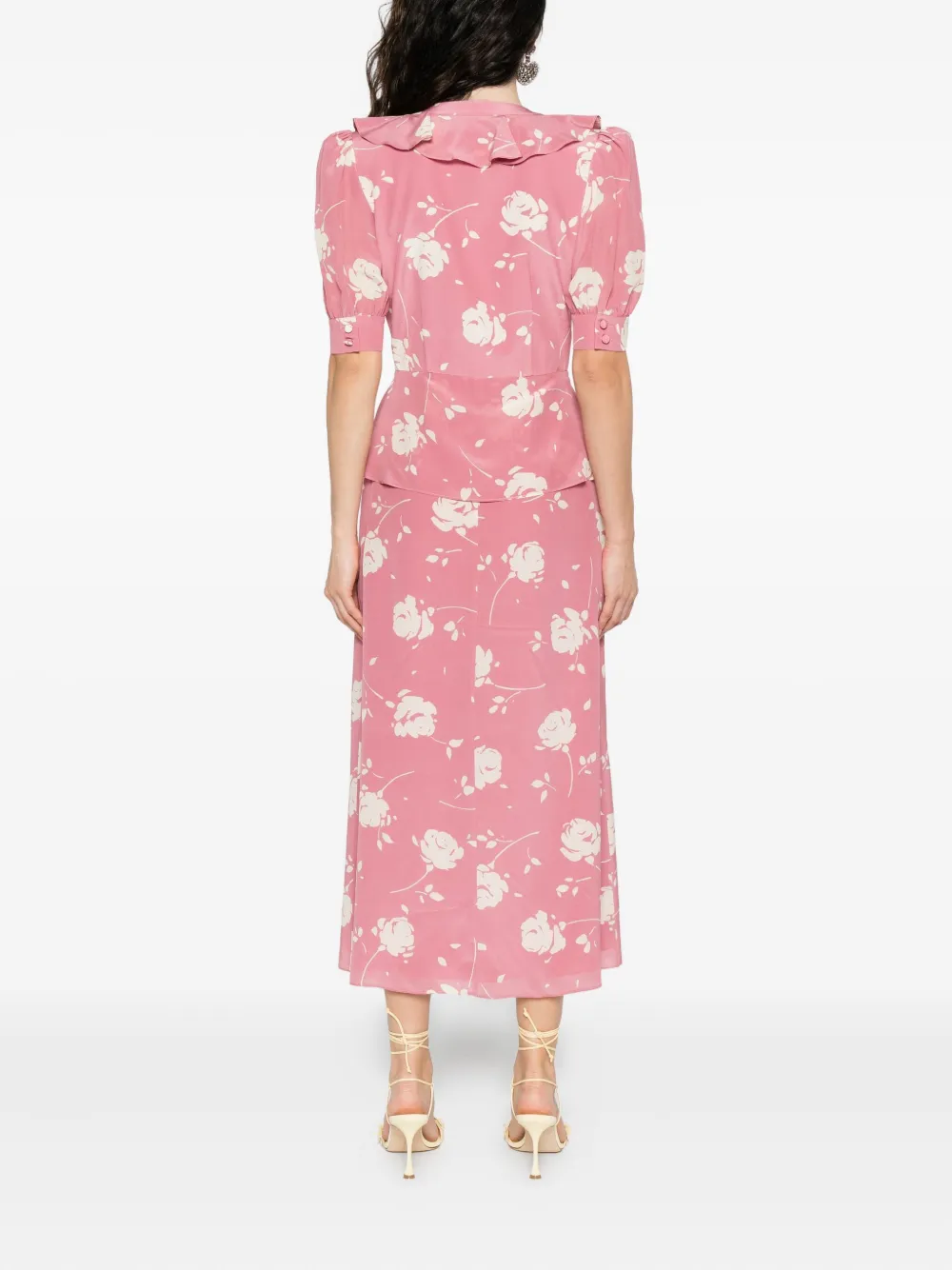 Alessandra Rich floral-print midi dress Roze