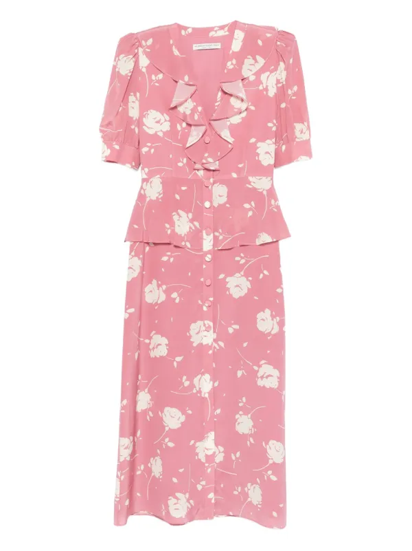 alessandra rich dress pink Alessandra Rich floral-print Midi Dress | Pink
