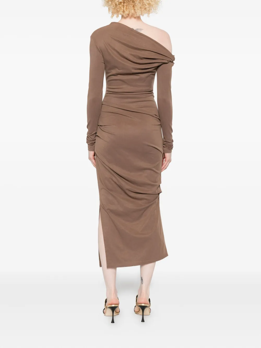 Paris Georgia Manahou One-shoulder Draped Dress In Neutral
