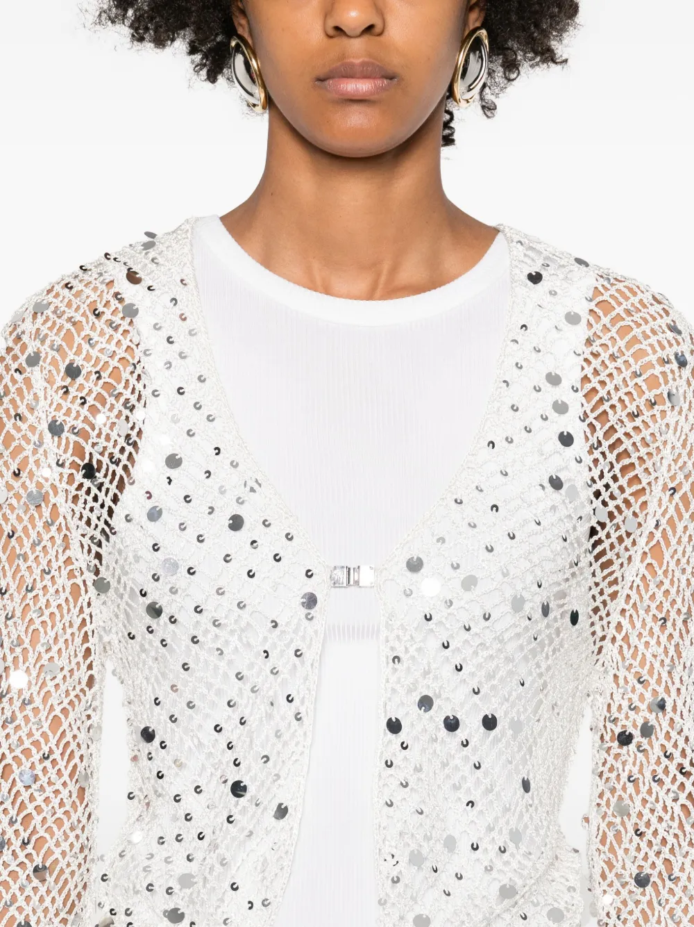 Paris Georgia Vera Sequin-embellished Top In White