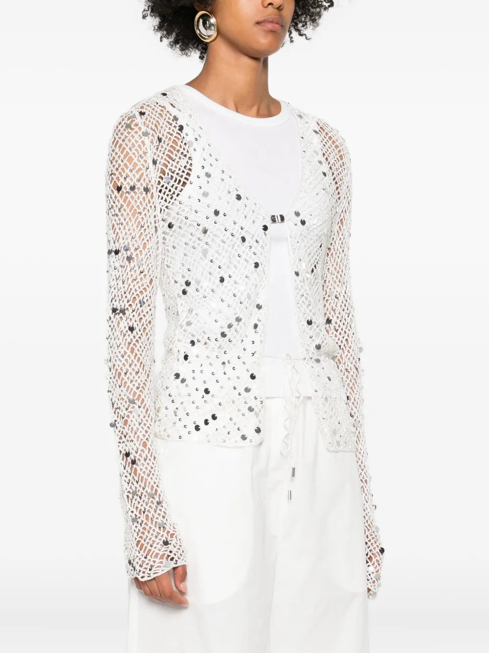 Paris Georgia Vera Sequin-embellished Top In White