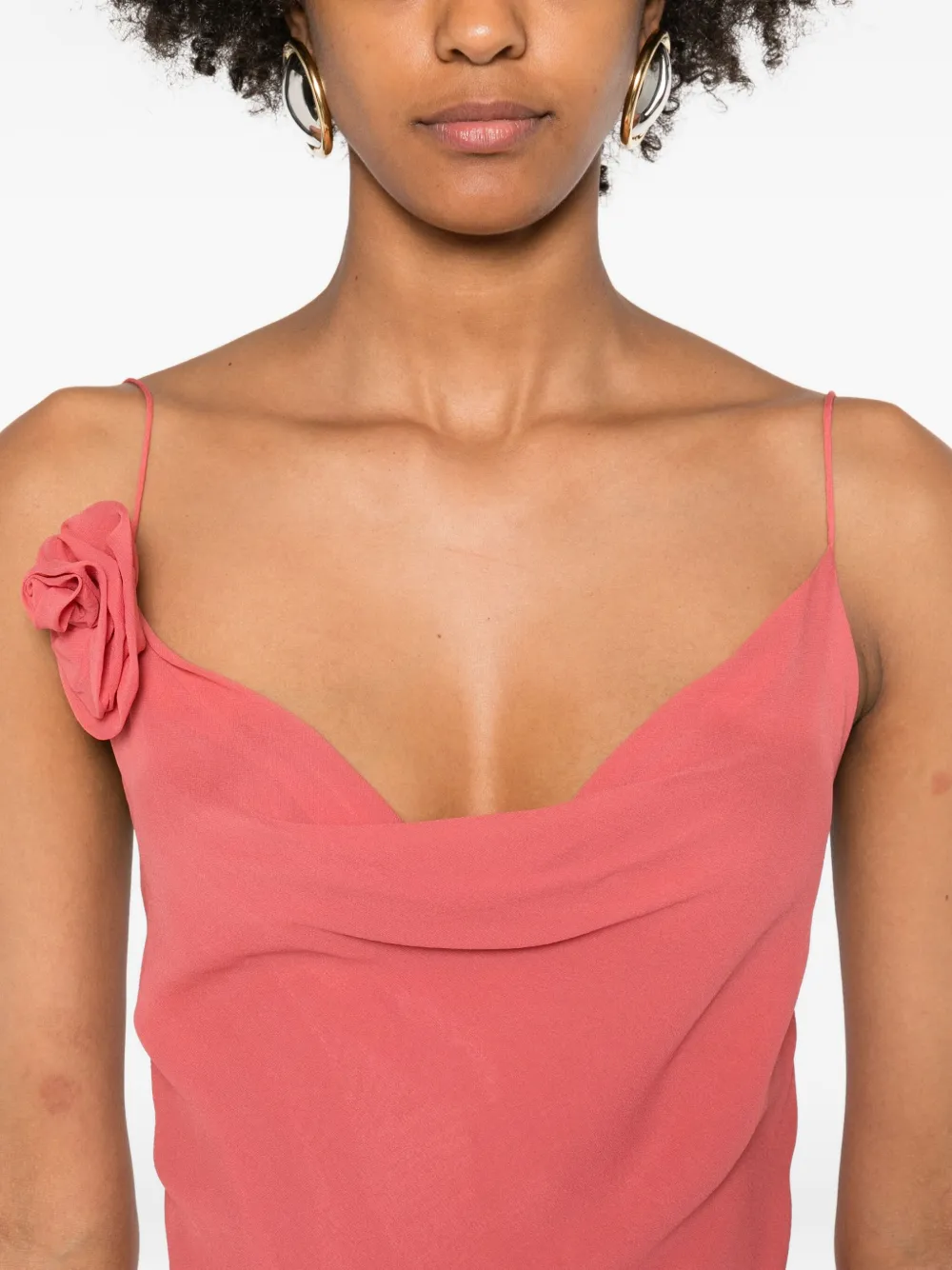Paris Georgia Julia Rose-embellished Asymmetrical Dress In Pink