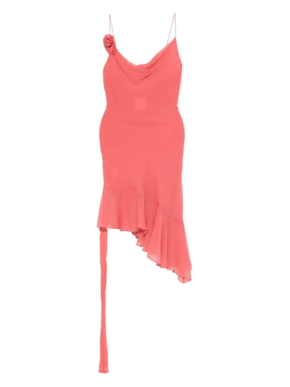 Paris Georgia Julia Rose-embellished Asymmetrical Dress In Pink