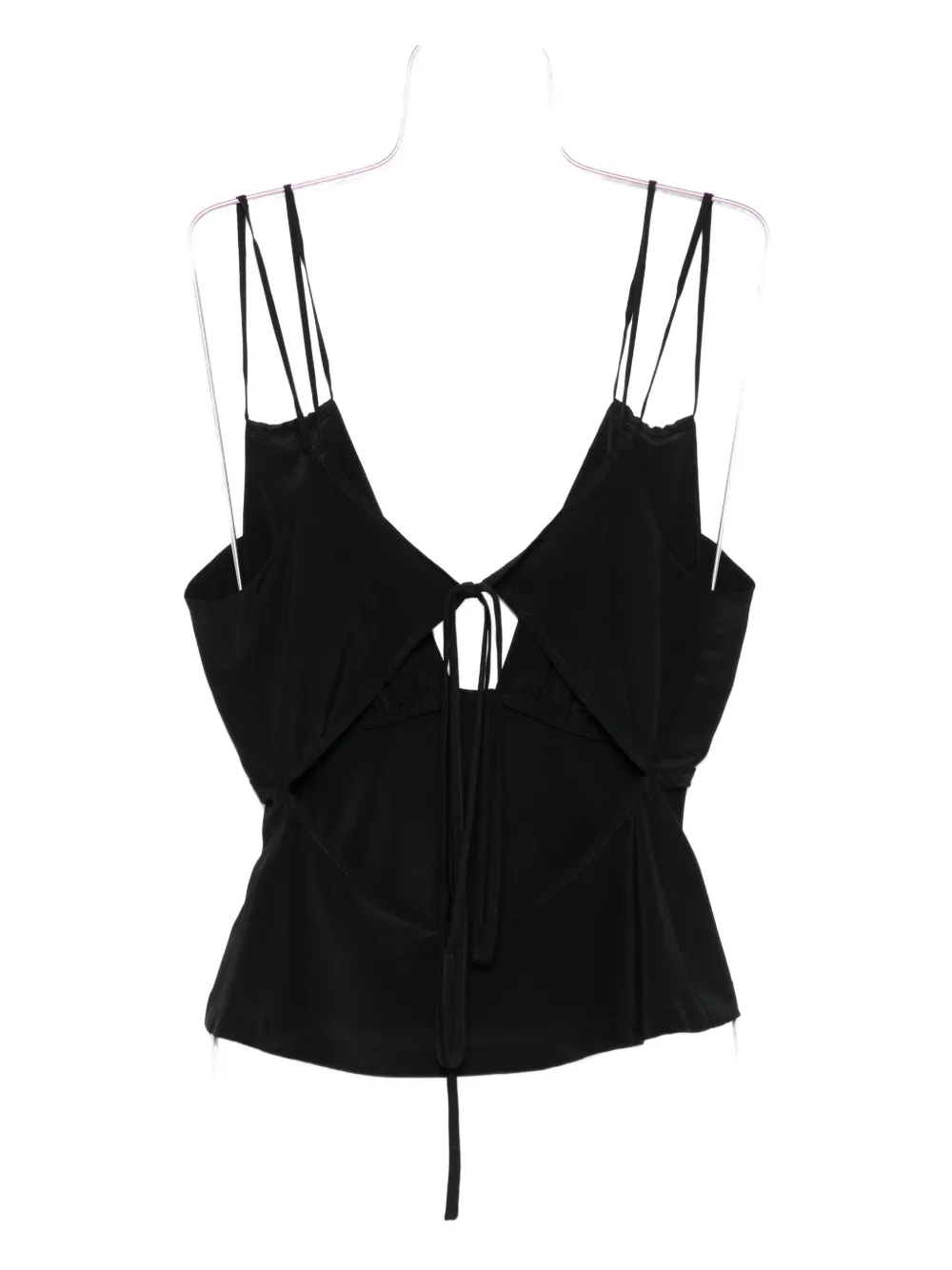 Paris Georgia Bernie Tie-front Silk Camisole In Black