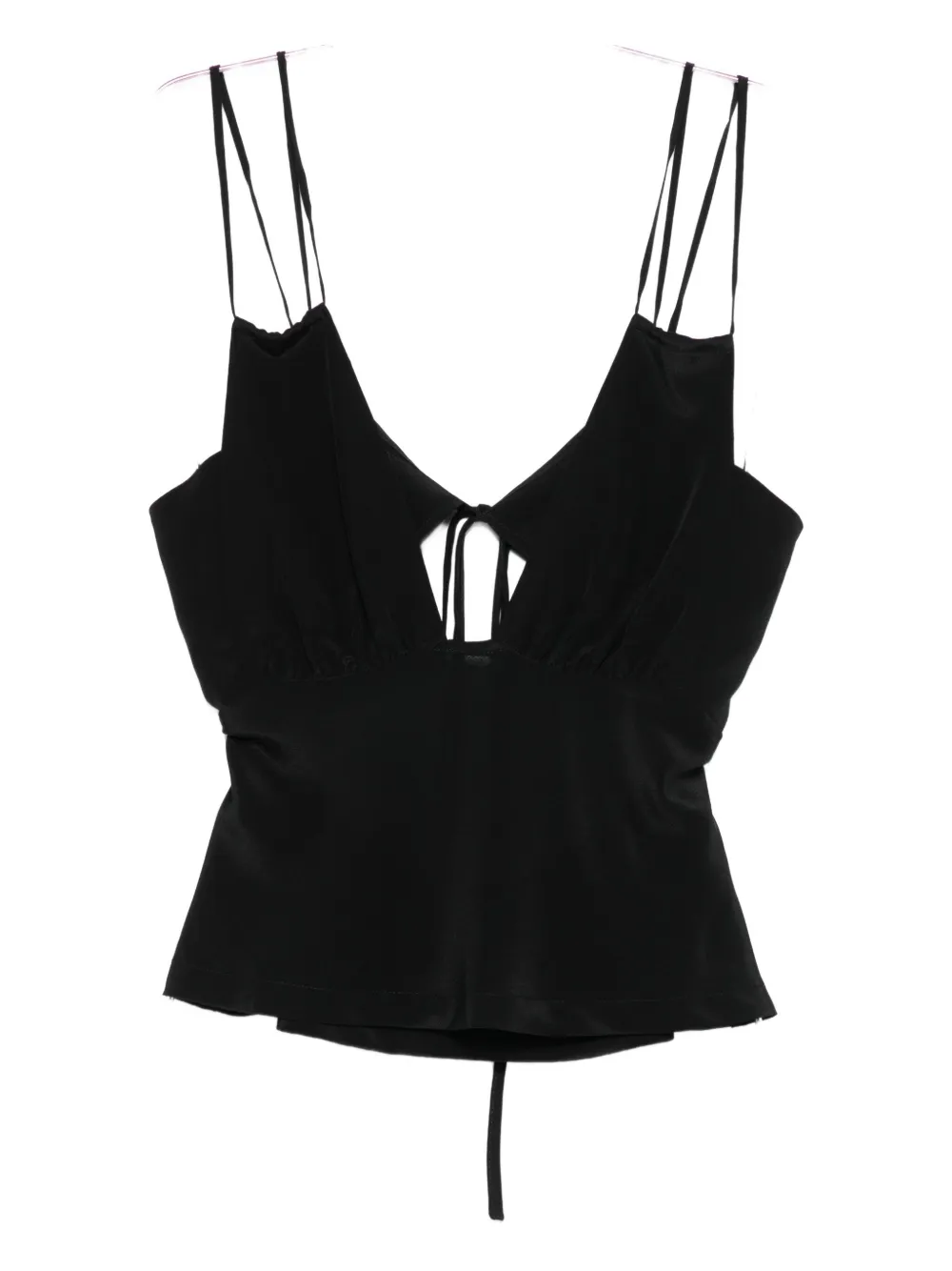 Paris Georgia Bernie Tie-front Silk Camisole In Black