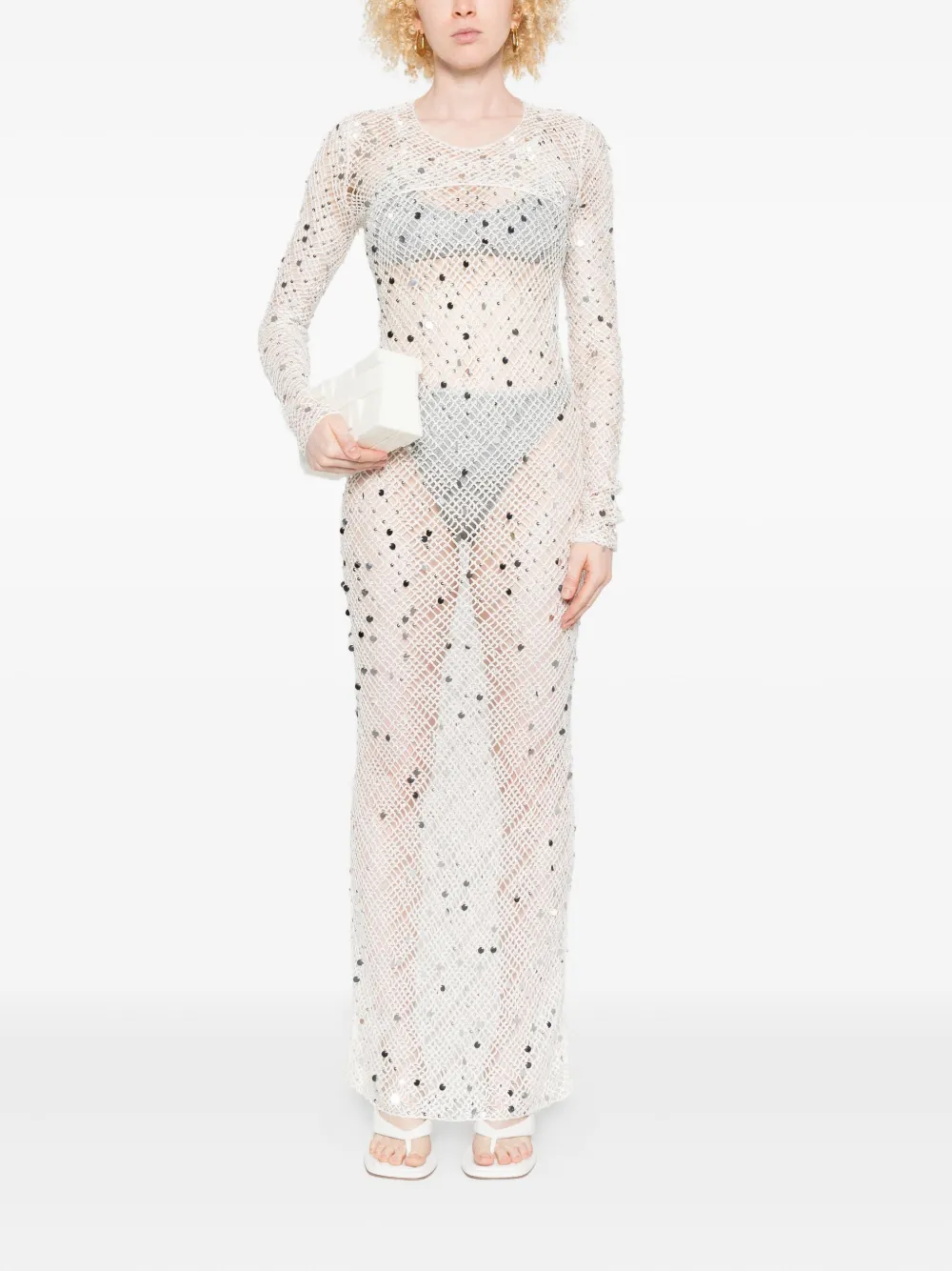 Paris Georgia sequin-embellished maxi dress - Beige