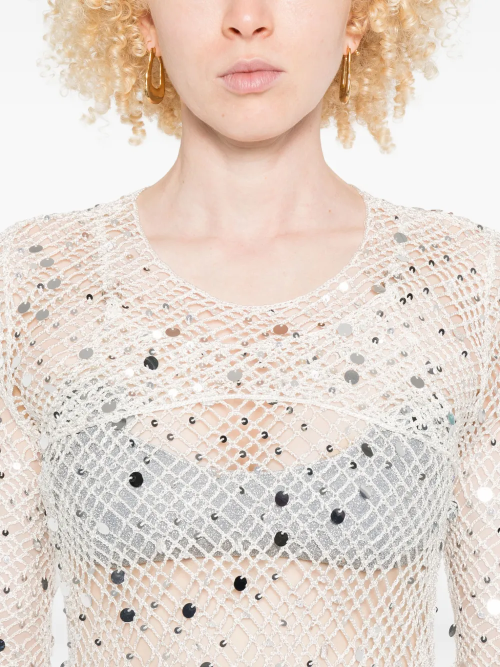 Paris Georgia Maxi-jurk verfraaid met pailletten Beige