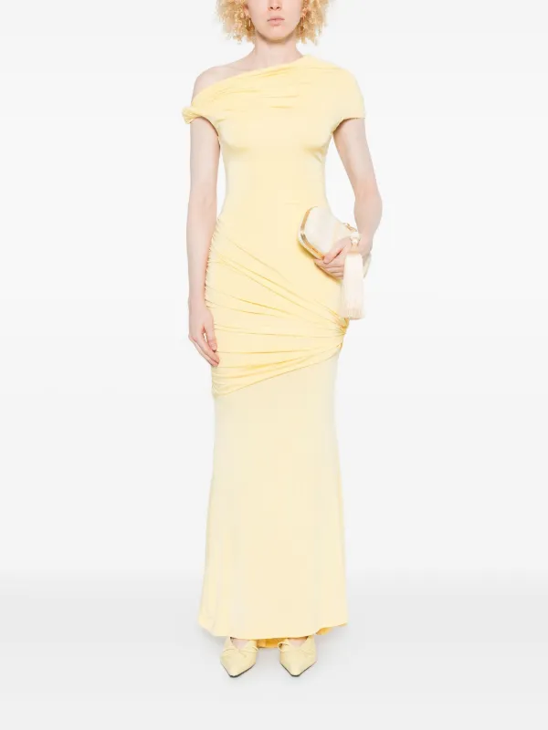 Paris Georgia Pascal Asymmetrical Draped Dress | Yellow | FARFETCH