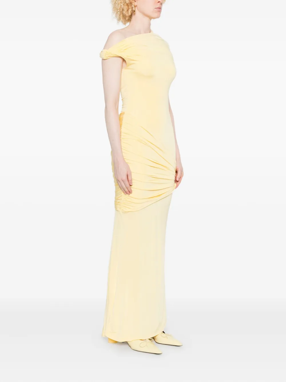 Paris Georgia Pascal Asymmetrical Draped Dress In Yellow